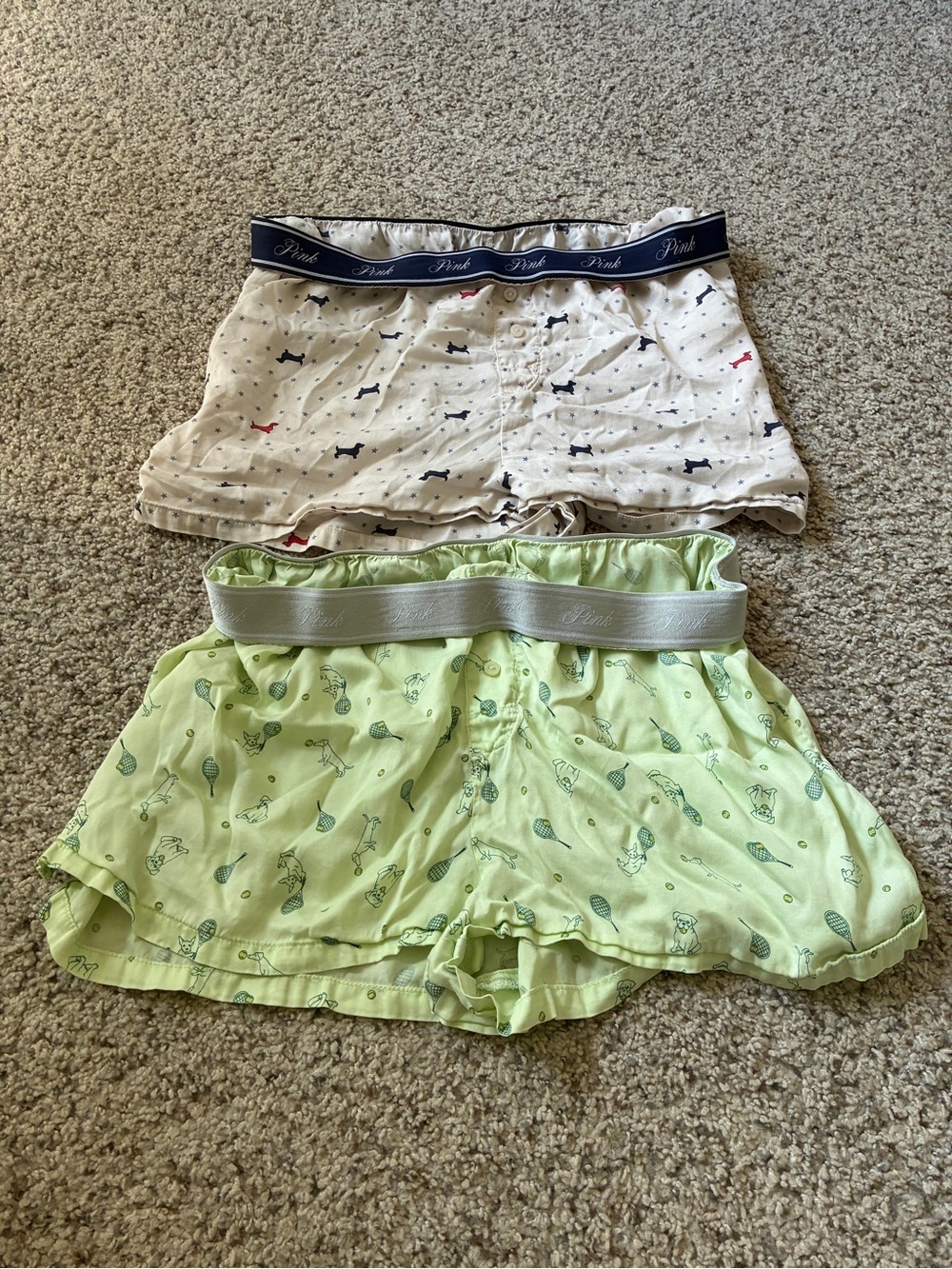 PINK Victoria's Secret Boxer Pajama Mini Shorts Bundle Dog Print Small